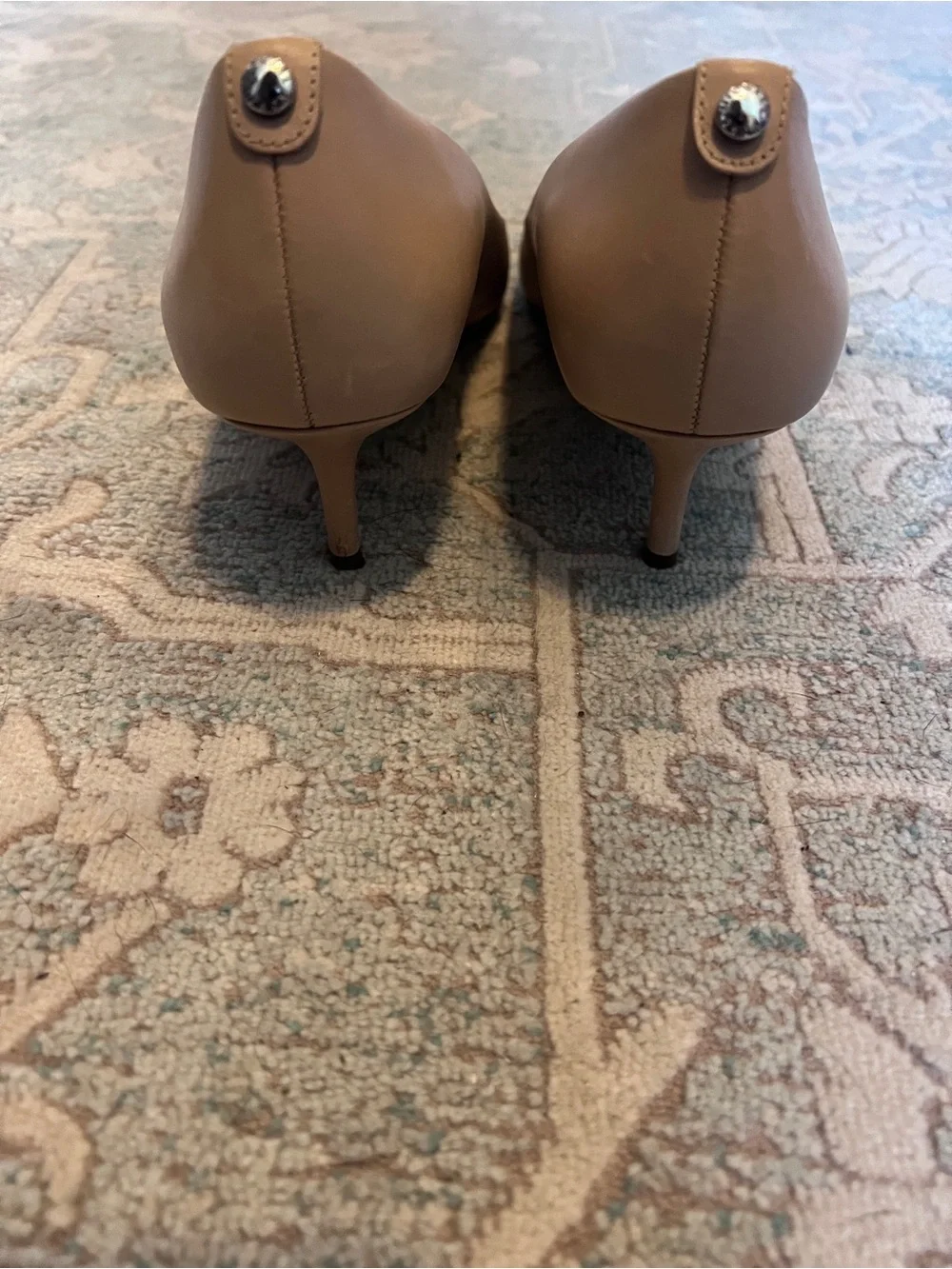 Michael Kors Nude Leather Pointed Toe Pump Heels Size 9.5